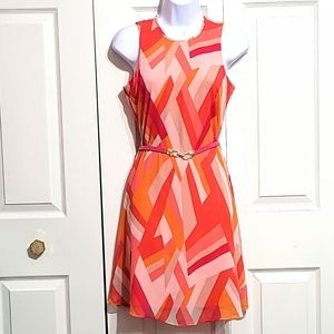 Calvin Klein Pink Orange Pattern Dress Sleeveless